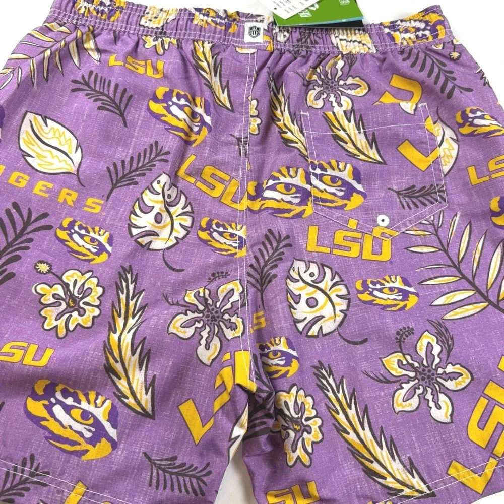 Wes and Willy Swim Trunks Mens XL Purple LSU Tigers Vintage Volley NWT